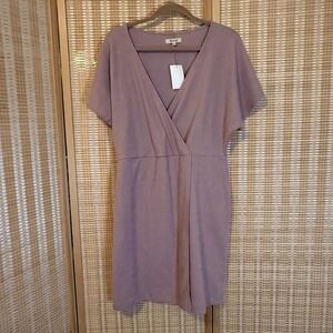 Madewell Womens XL‎ Cross Front Dress Faded Mauve Office Party Preppy Academia